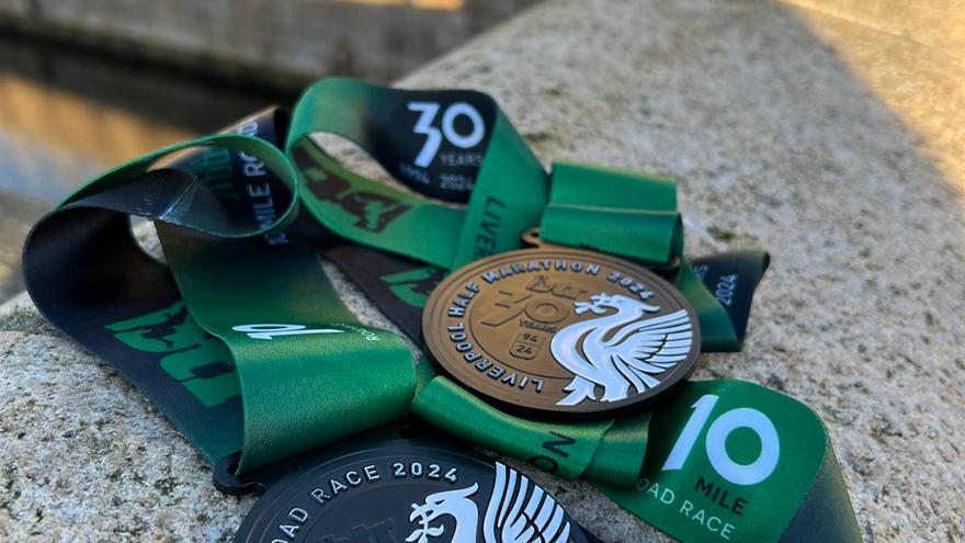 BTR Liverpool Half 10 Mile 2024 medals Pic by Erica Dillon BTR Liverpool RESIZED